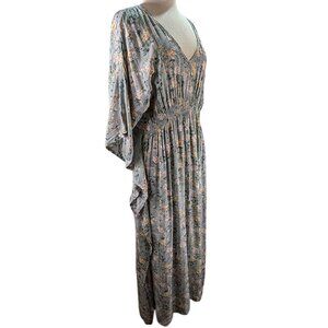 Natural Life Caftan Maxi Dress Womens XL Green Cottagecore Boho Coquette Romance